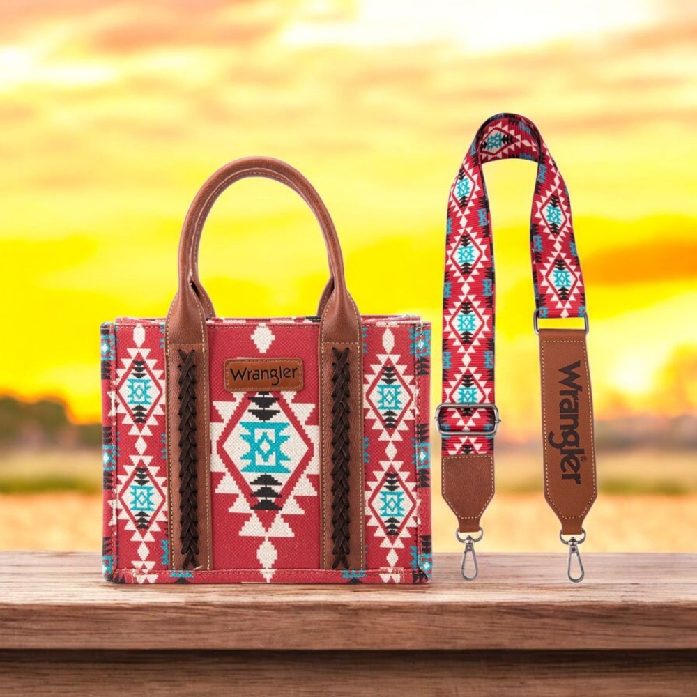 NWTWrangler Red and Blue Patterned Tote Bag